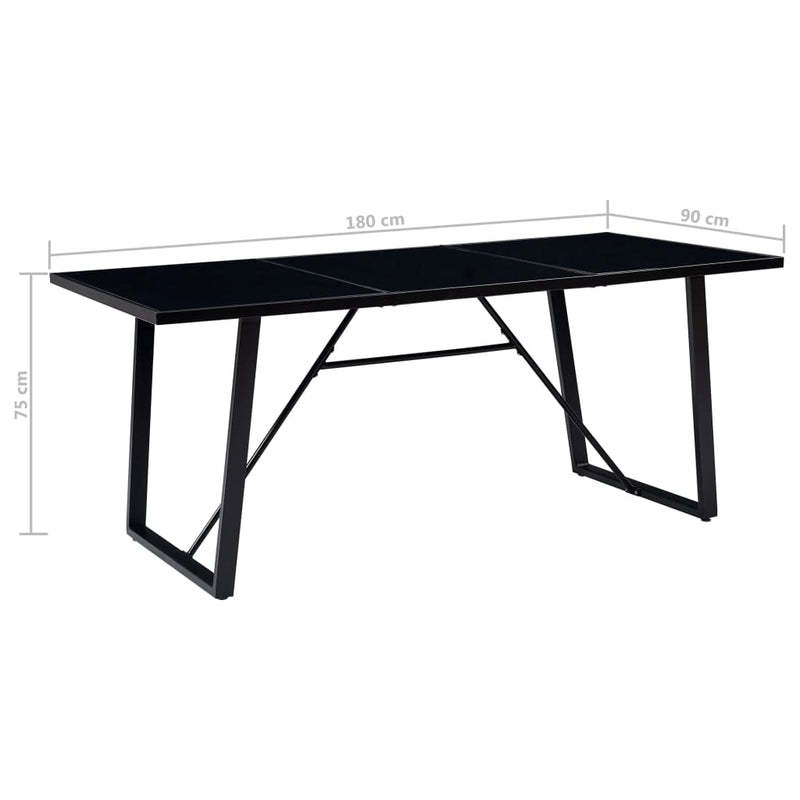 Ruokapöytä musta 180x90x75 cm karkaistu lasi Keittiön & ruokapöydät