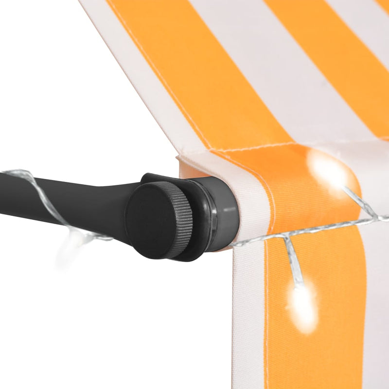Sisäänkelattava markiisi LEDillä 350 cm valkoinen ja oranssi Markiisit