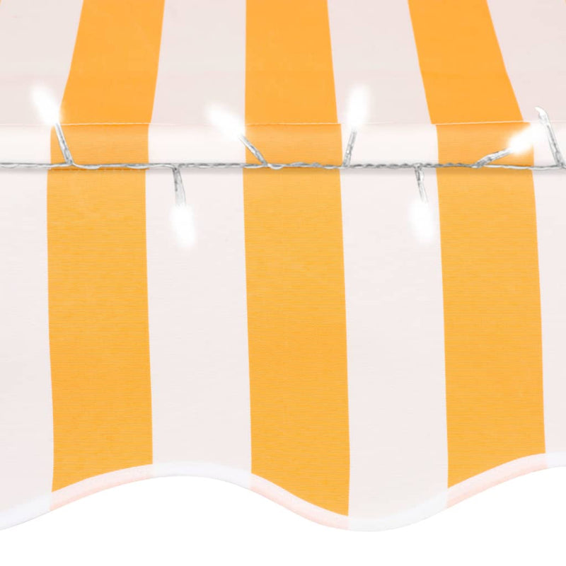Sisäänkelattava markiisi LEDillä 350 cm valkoinen ja oranssi Markiisit