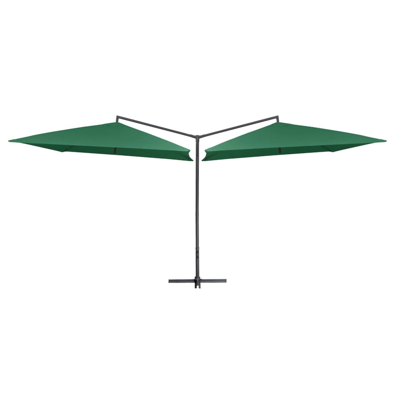 Tupla-aurinkovarjo terästanko 250x250 cm vihreä Päivän- & aurinkovarjot