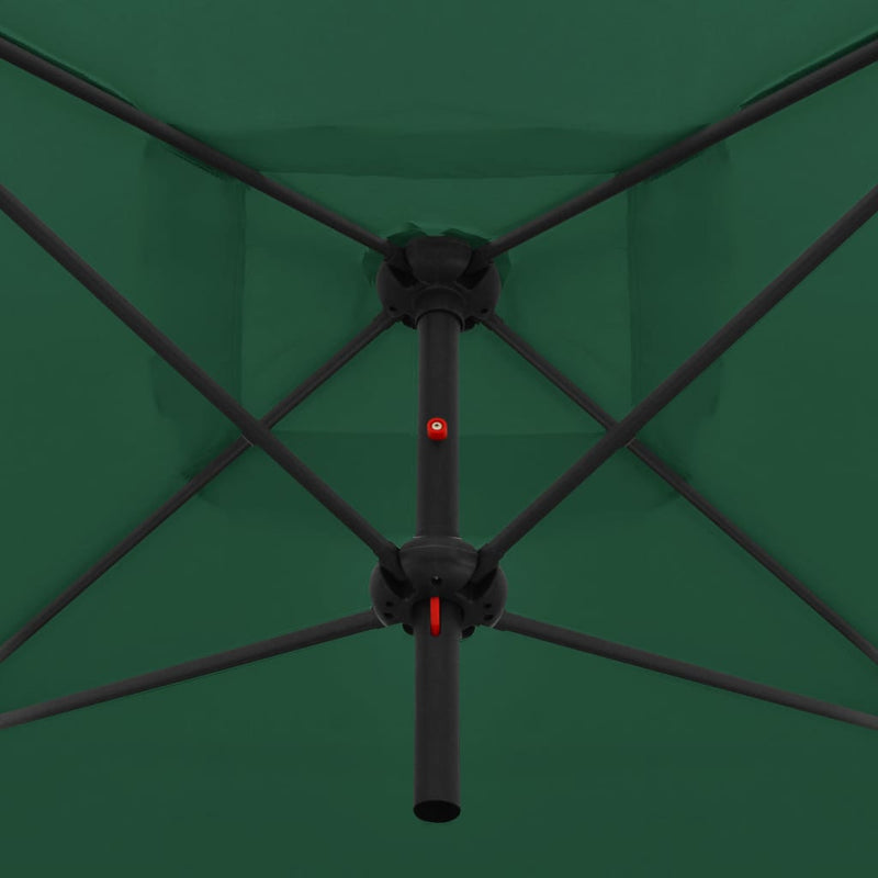 Tupla-aurinkovarjo terästanko 250x250 cm vihreä Päivän- & aurinkovarjot