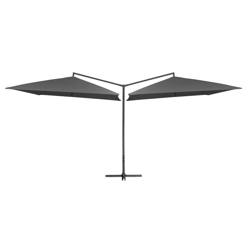 Tupla-aurinkovarjo terästanko 250x250 cm antrasiitti Päivän- & aurinkovarjot