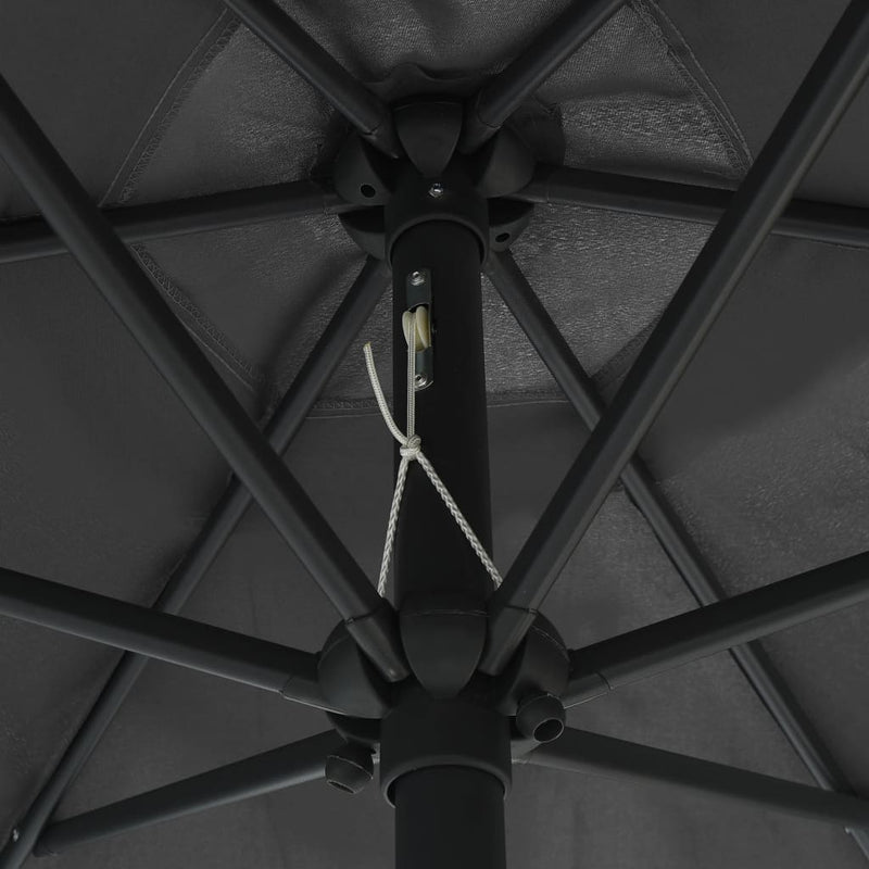 Ulkoaurinkovarjo LED-valot alumiinitanko 270 cm antrasiitti - KIWA home