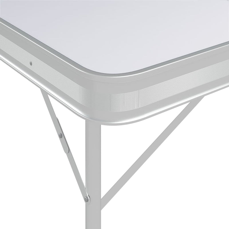 Kokoontaitettava retkipöytä 2 penkillä alumiini valkoinen Retkikalusteet