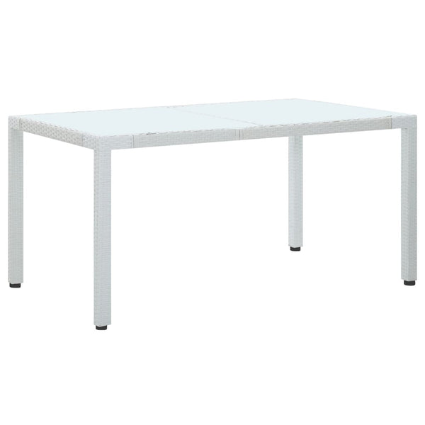 Puutarhapöytä valkoinen 150x90x75 cm polyrottinki