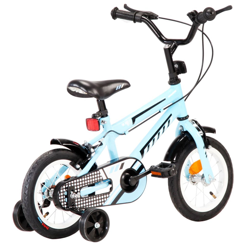 Lasten pyörä 12" musta ja sininen