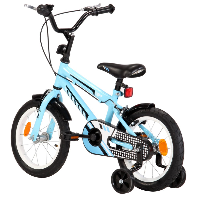 Lasten pyörä 14" musta ja sininen
