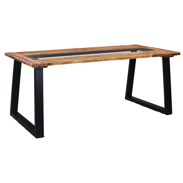 Ruokapöytä 180x90x75 cm täysi akaasiapuu ja lasi