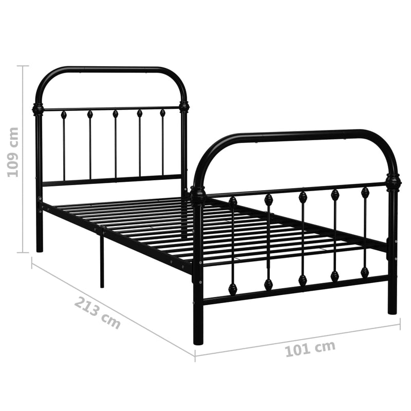 Sängynrunko musta metalli 90x200 cm Sängyt & sängynrungot
