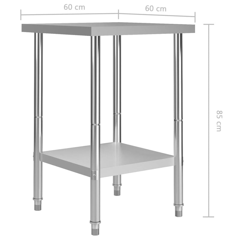Keittiön työpöytä 60x60x85 cm ruostumaton teräs - KIWAHome.com