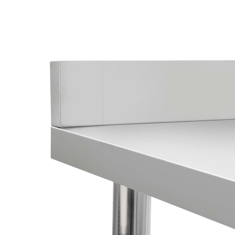 Keittiön työpöytä roiskesuojalla 120x60x93 cm ruostumaton teräs - KIWAHome.com