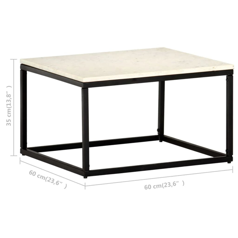 Sohvapöytä valkoinen 60x60x35 cm aito kivi marmorikuviolla Kahvipöydät
