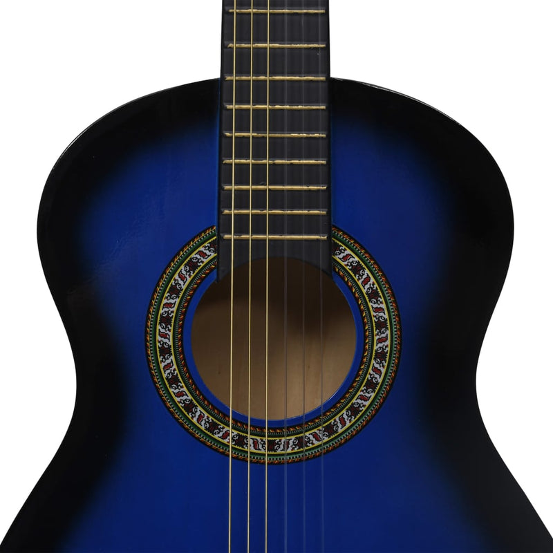 8-osainen klassinen kitara aloittelijan sarja sininen 1/2 34"