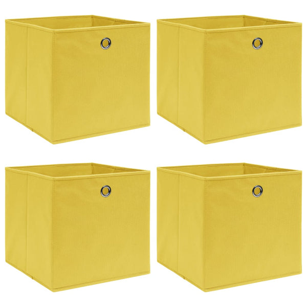 Säilytyslaatikot 4 kpl keltainen 32x32x32 cm kangas