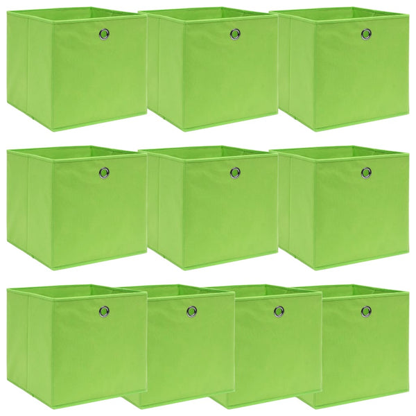 Säilytyslaatikot 10 kpl vihreä 32x32x32 cm kangas - KIWAHome.com