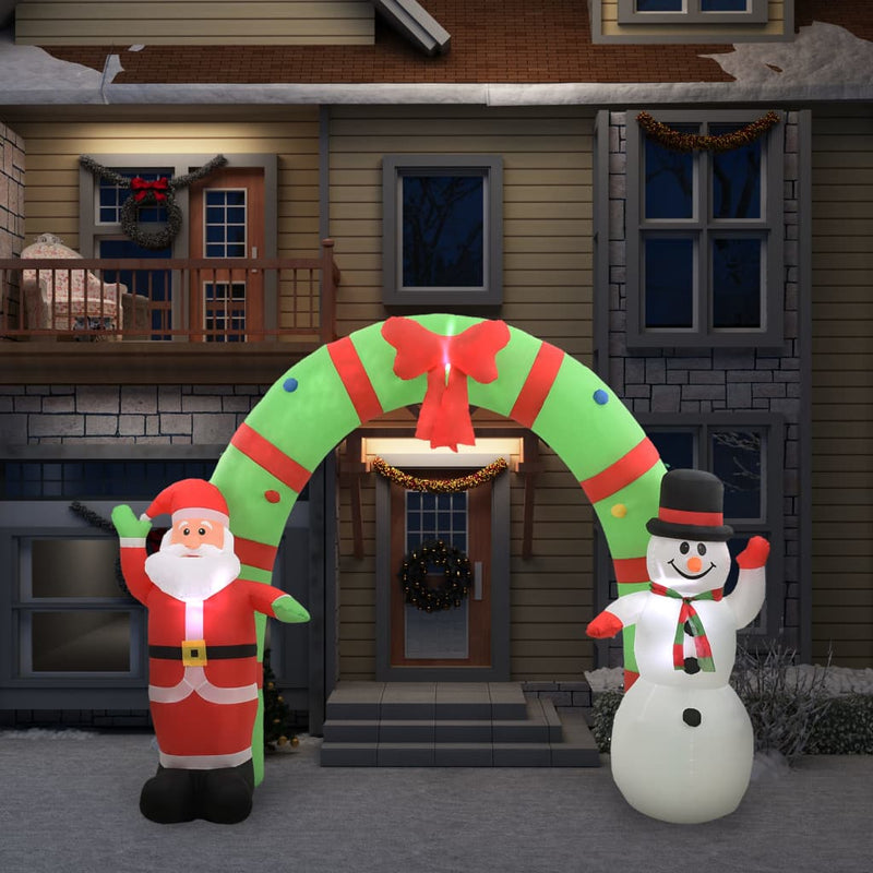 Ilmatäytteinen joulukoriste joulupukki ja lumiukko LED 223 cm - KIWAHome.com