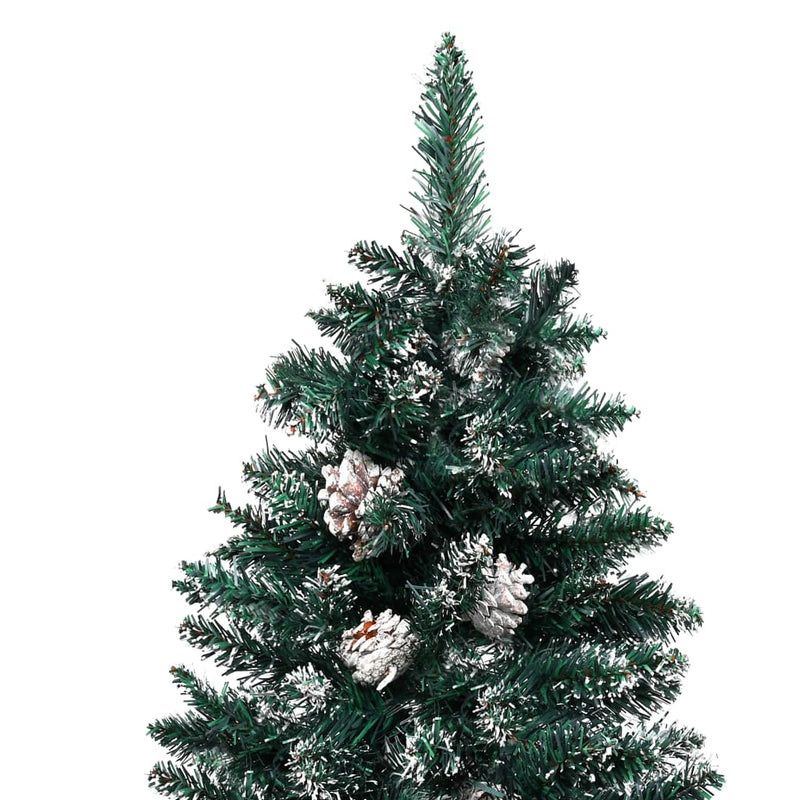 Kapea joulukuusi aidolla puulla ja lumella vihreä 210 cm Joulukuuset