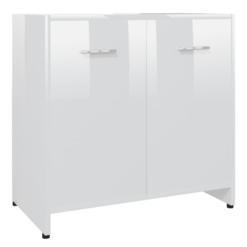 Kylpyhuonekaappi korkeakiilto valkoinen 60x33x61 cm lastulevy