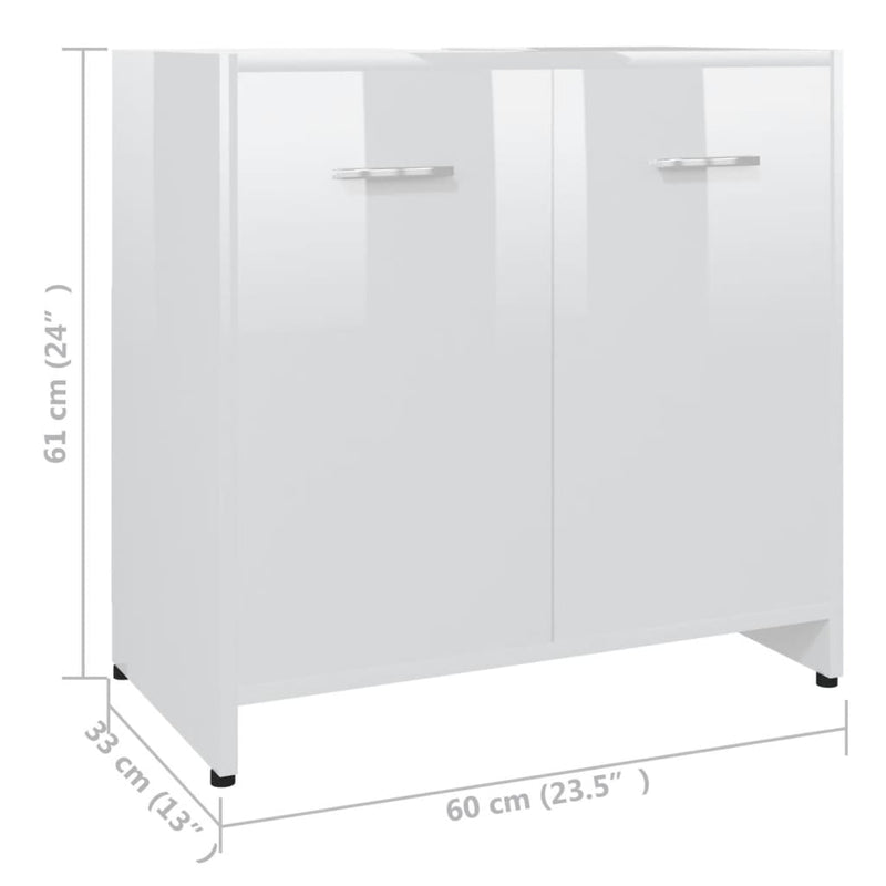 Kylpyhuonekaappi korkeakiilto valkoinen 60x33x61 cm lastulevy
