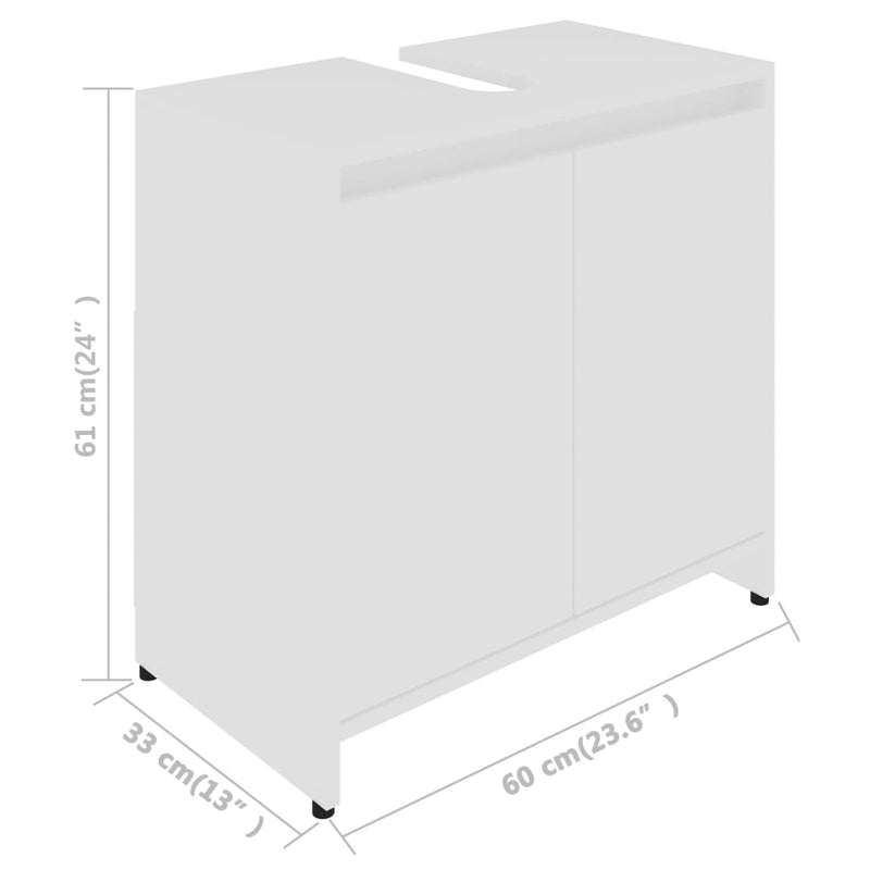 Kylpyhuonekaappi valkoinen 60x33x61 cm lastulevy