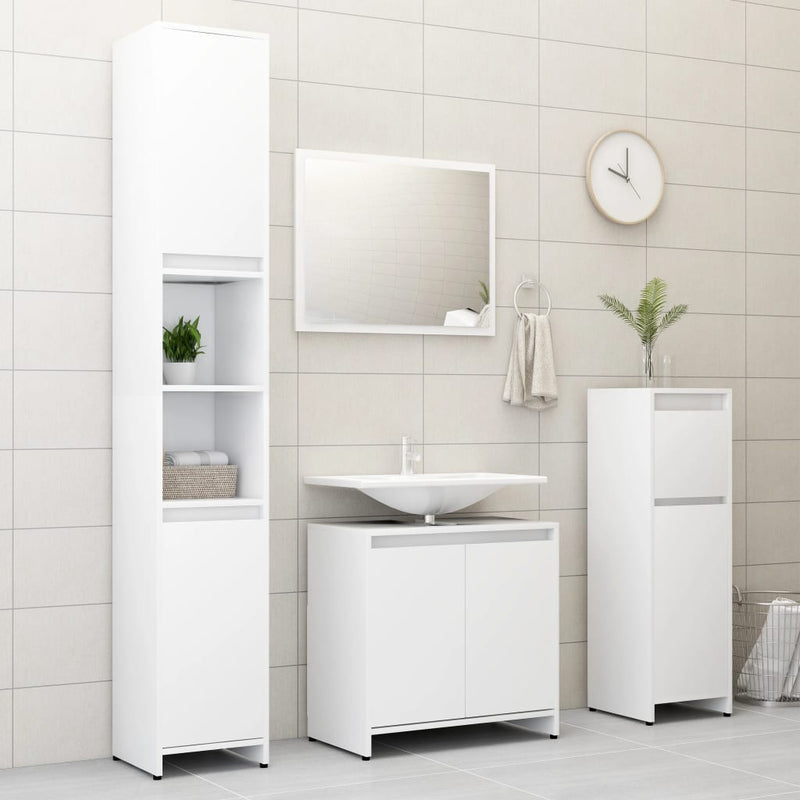 Kylpyhuonekaappi valkoinen 30x30x95 cm lastulevy