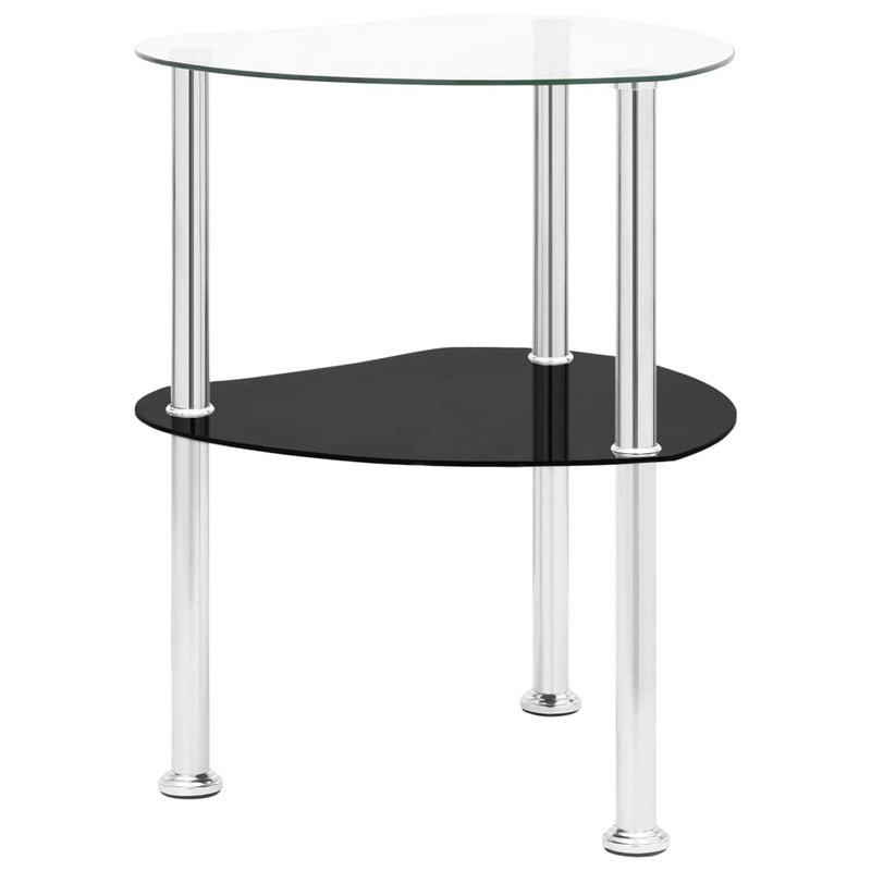 2-tasoinen sivupöytä läpinäkyvä/musta 38x38x50cm karkaistu lasi Apupöydät