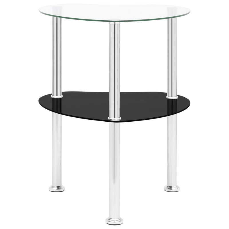 2-tasoinen sivupöytä läpinäkyvä/musta 38x38x50cm karkaistu lasi Apupöydät