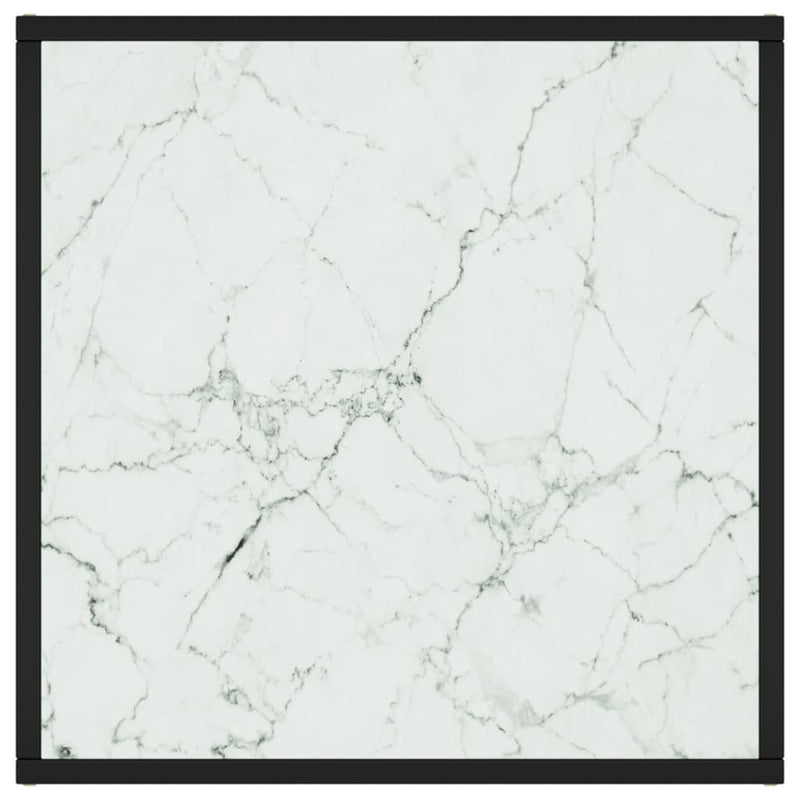 Sohvapöytä musta valkoisella marmorilasilla 60x60x35 cm Kahvipöydät
