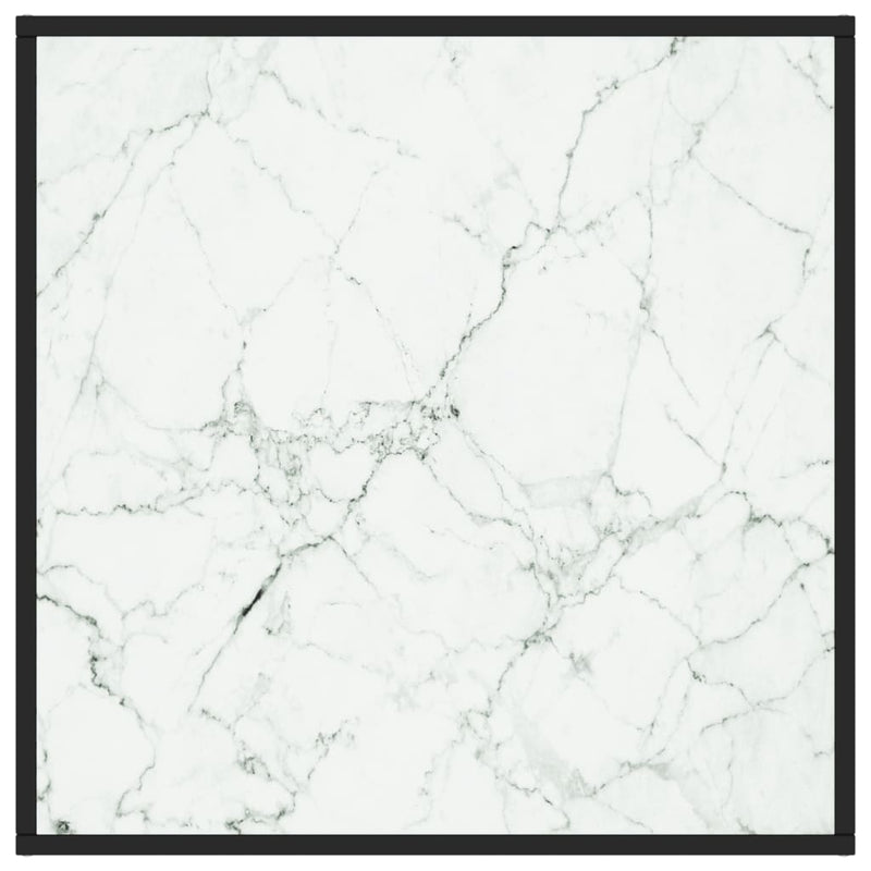 Sohvapöytä musta valkoisella marmorilasilla 80x80x35 cm Kahvipöydät