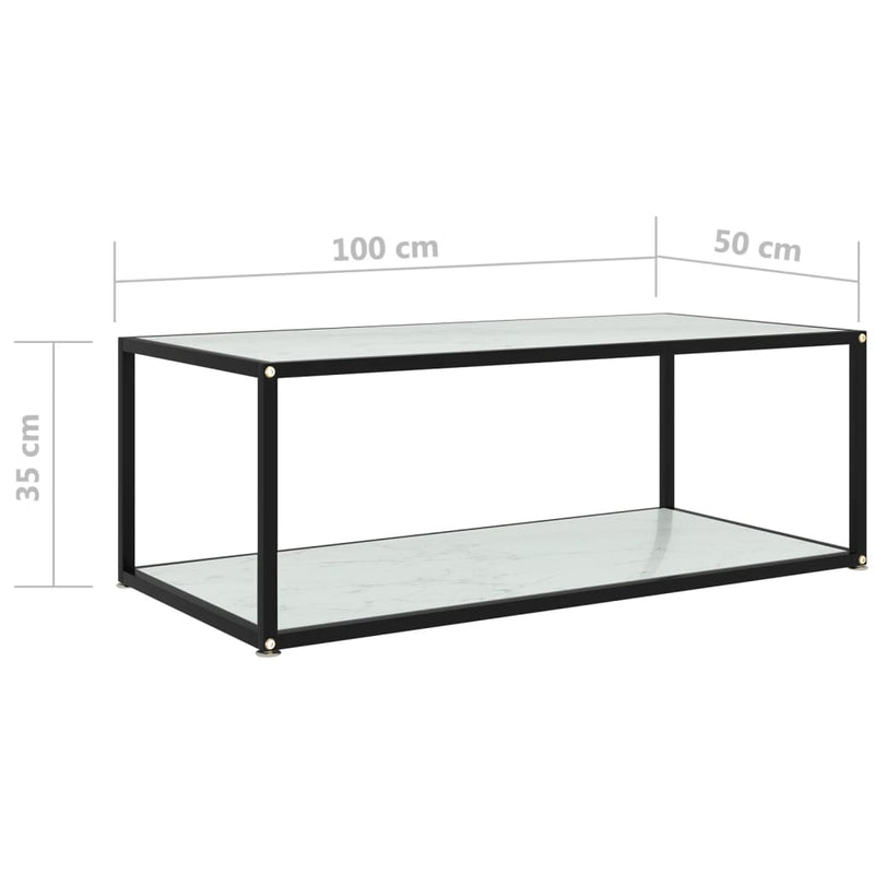 Sohvapöytä valkoinen 100x50x35 cm karkaistu lasi Kahvipöydät