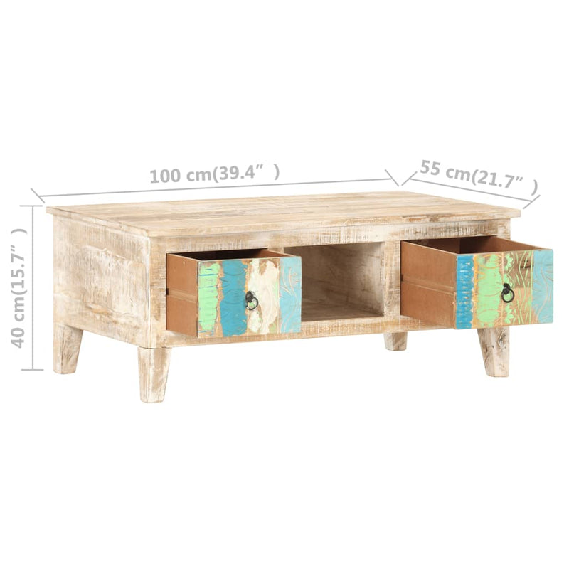 Sohvapöytä 100x55x40 cm karkea akaasiapuu Kahvipöydät