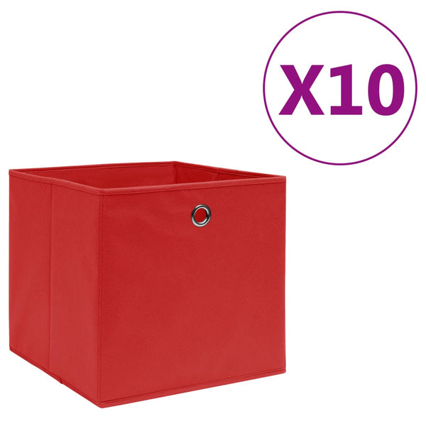 Säilytyslaatikot 10 kpl kuitukangas 28x28x28 cm punainen