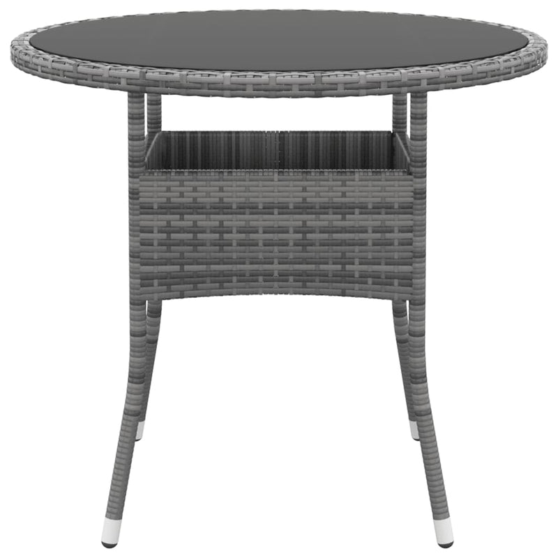 Puutarhapöytä Ø80x75 cm karkaistu lasi ja polyrottinki harmaa