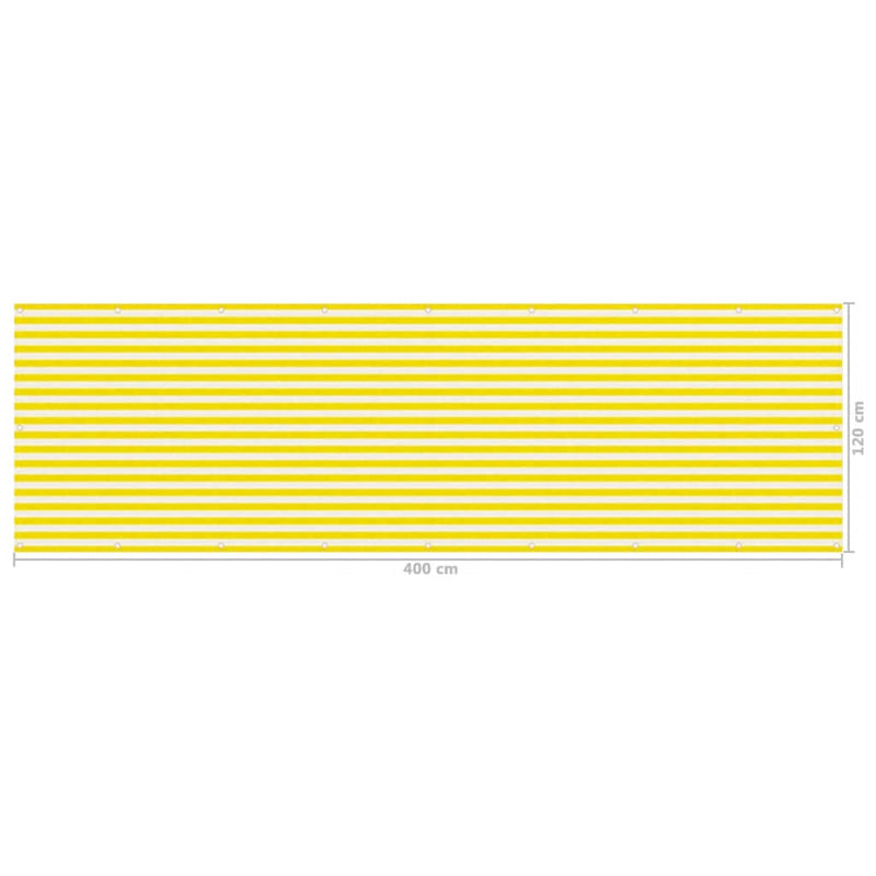 Parvekkeen suoja keltainen ja valkoinen 120x400 cm HDPE Päivän- & aurinkovarjot