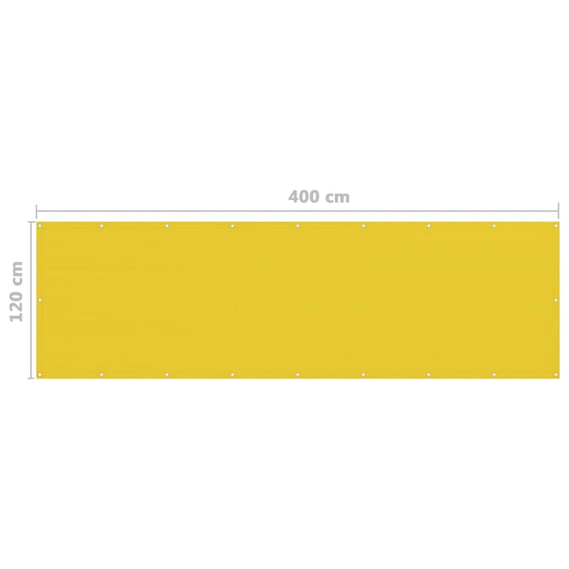 Parvekkeen suoja keltainen 120x400 cm HDPE - KIWA home
