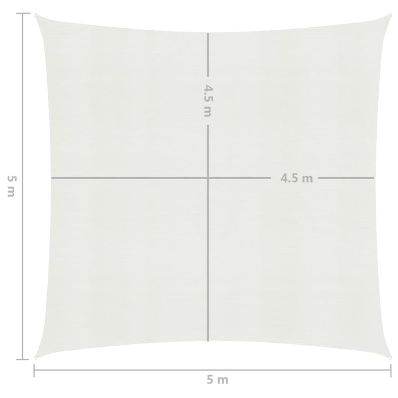 Aurinkopurje 160 g/m² valkoinen 5x5 m HDPE Päivän- & aurinkovarjot
