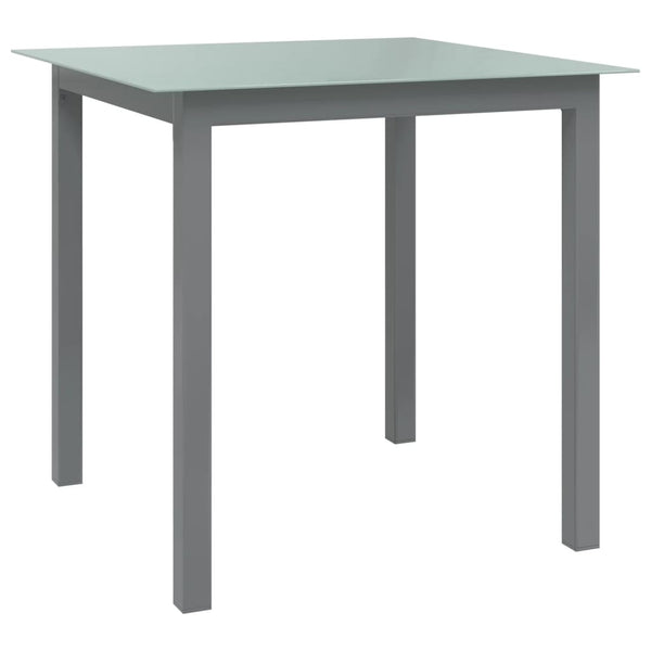 Puutarhapöytä vaaleanharmaa 80x80x74 cm alumiini ja lasi Ulkopöydät