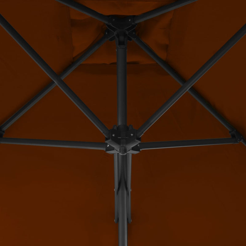 Aurinkovarjo terästangolla terrakotta 300x230 cm Päivän- & aurinkovarjot