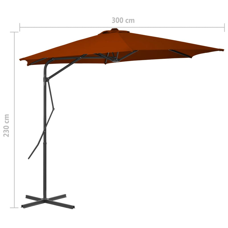 Aurinkovarjo terästangolla terrakotta 300x230 cm Päivän- & aurinkovarjot