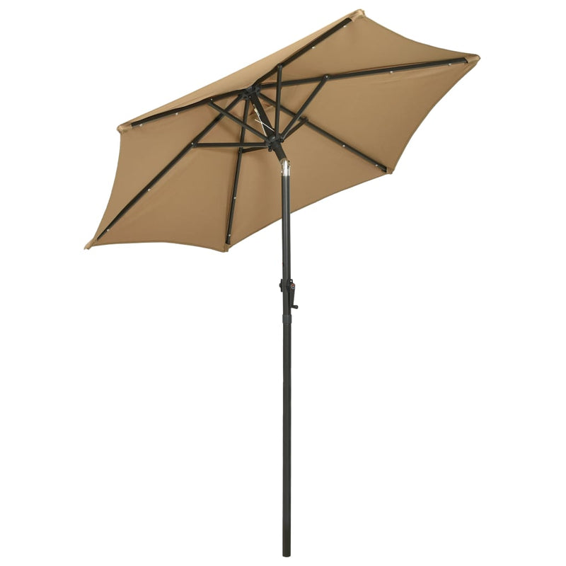 Aurinkovarjo LED-valoilla ruskeanharmaa 200x211 cm alumiini Päivän- & aurinkovarjot