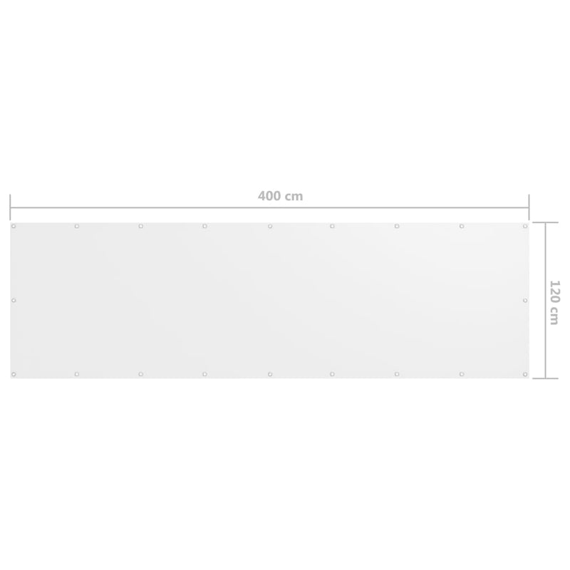 Parvekkeen suoja valkoinen 120x400 cm Oxford kangas - KIWAHome.com