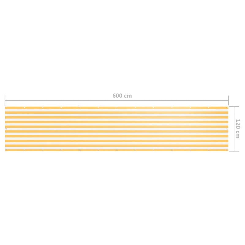 Parvekkeen suoja valkoinen ja keltainen 120x600cm Oxford kangas - KIWAHome.com