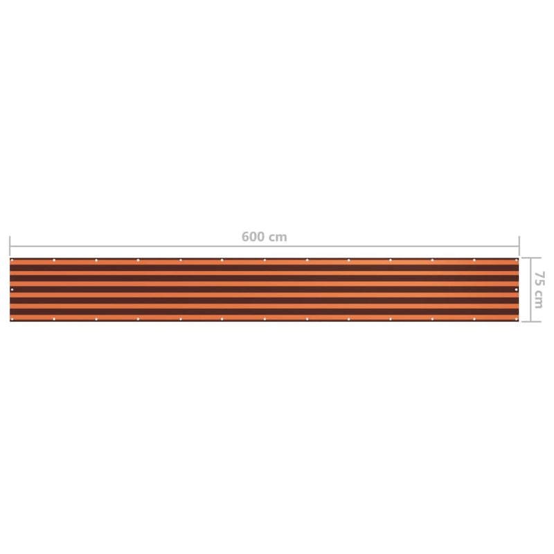 Parvekkeen suoja oranssi ja ruskea 75x600 cm Oxford kangas - KIWAHome.com