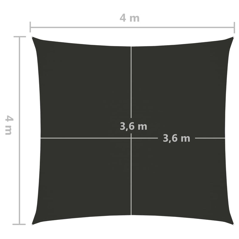 Aurinkopurje Oxford-kangas neliönmuotoinen 4x4 m antrasiitti