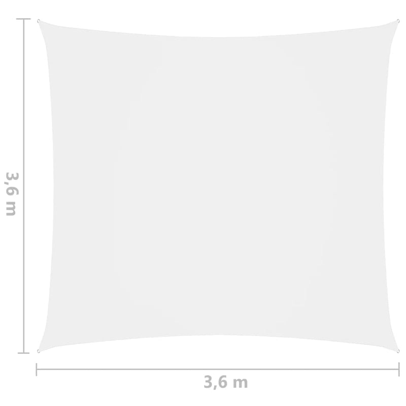 Aurinkopurje Oxford-kangas neliö 3,6x3,6 m valkoinen - KIWAHome.com