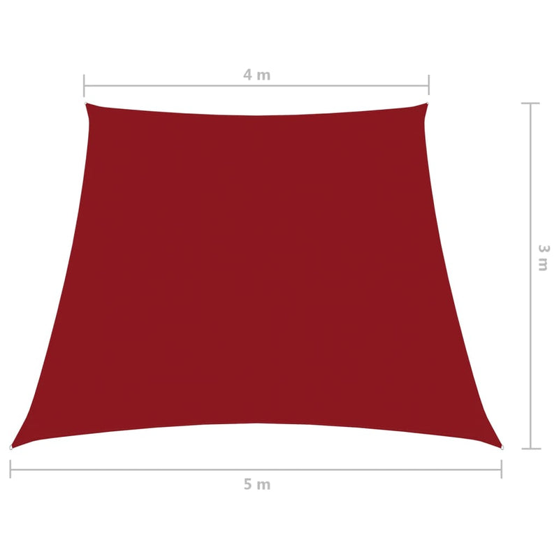 Aurinkopurje Oxford-kangas puolisuunnikas 4/5x3 m punainen Päivän- & aurinkovarjot