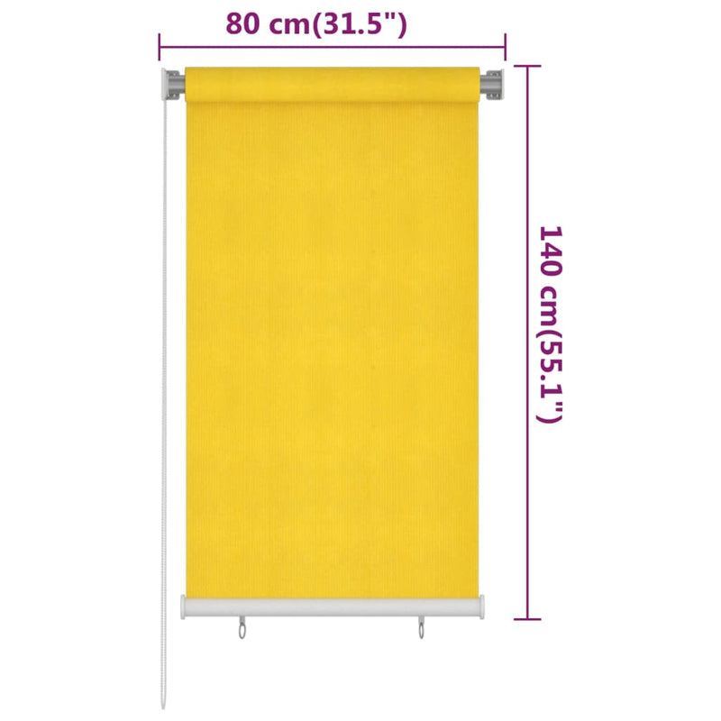 Rullaverho ulkotiloihin 80x140 cm keltainen HDPE Sälekaihtimet & rullaverhot