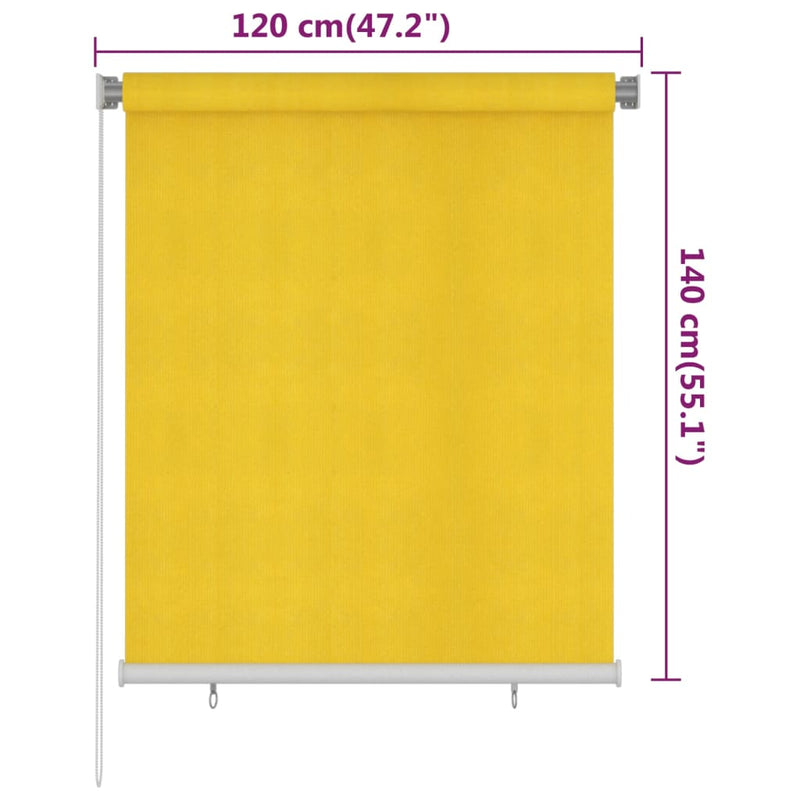 Rullaverho ulkotiloihin 120x140 cm keltainen HDPE Sälekaihtimet & rullaverhot