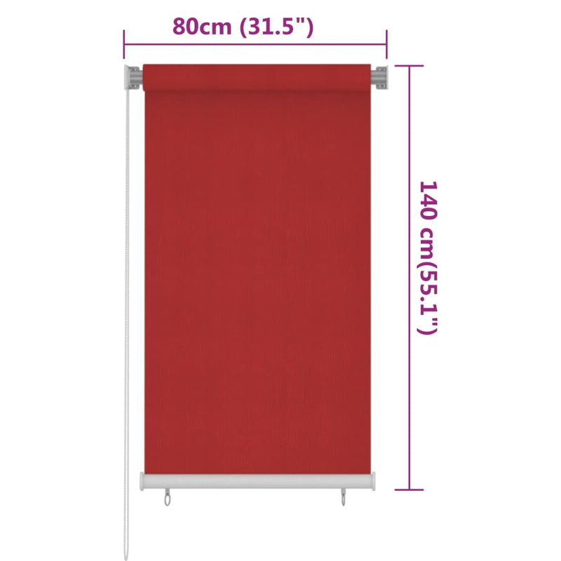 Rullaverho ulkotiloihin 80x140 cm punainen HDPE Sälekaihtimet & rullaverhot