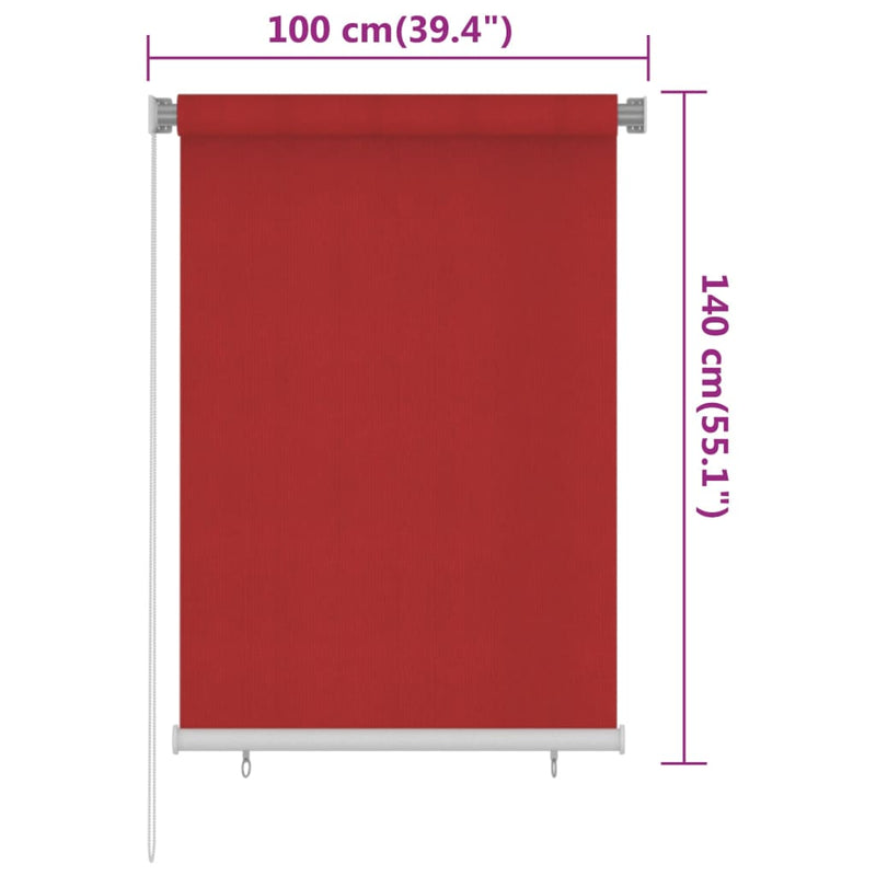 Rullaverho ulkotiloihin 100x140 cm punainen HDPE Sälekaihtimet & rullaverhot